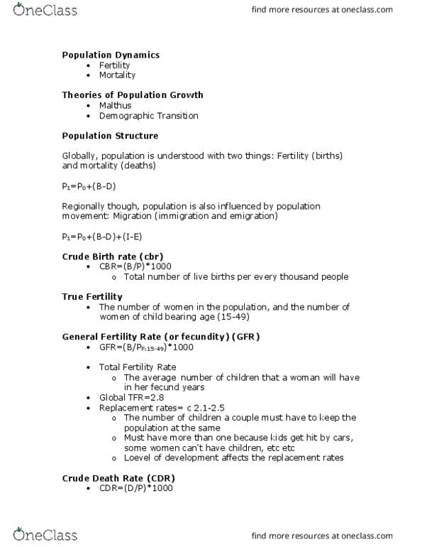 GEOG 1HA3 Lecture Notes - Lecture 10: Agricultural Productivity, Thomas Robert Malthus, Population Pyramid thumbnail