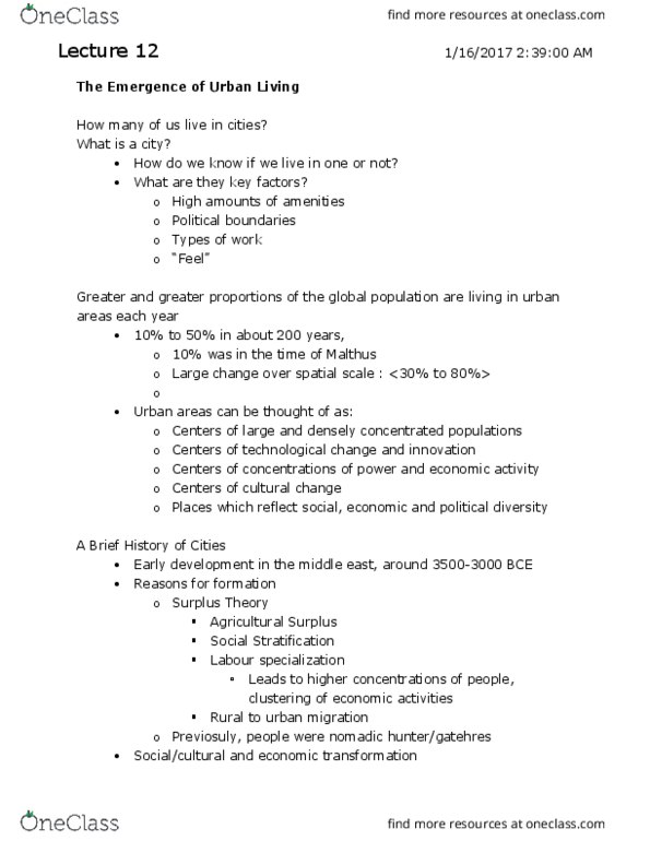 GEOG 1HA3 Lecture Notes - Lecture 12: Surplus Labour, Industrial Revolution, Division Of Labour thumbnail