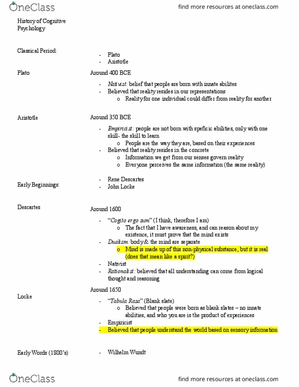 PSY270H1 Lecture Notes - Lecture 1: Hermann Ebbinghaus, Little Albert Experiment, Wilhelm Wundt thumbnail