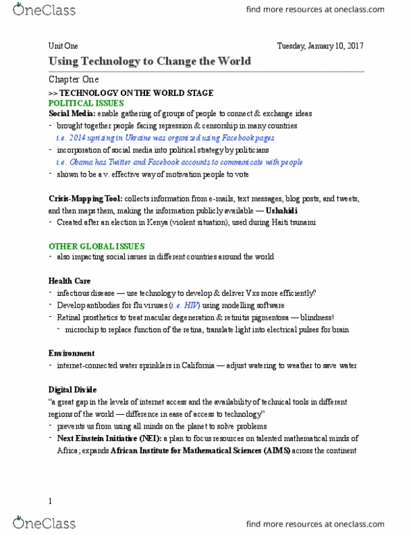 CIS 1200 Chapter Notes - Chapter 1: Retinitis Pigmentosa, Macular Degeneration, Cognitive Surplus thumbnail