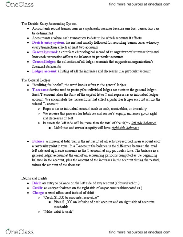 SMG AC 221 Chapter Notes - Chapter 3: General Ledger, General Journal, Trial Balance thumbnail