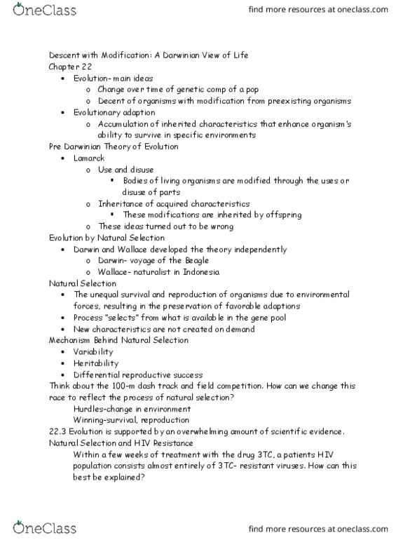 BIOL 1202 Lecture Notes - Lecture 1: Heritability, Convergent Evolution, Lamivudine thumbnail