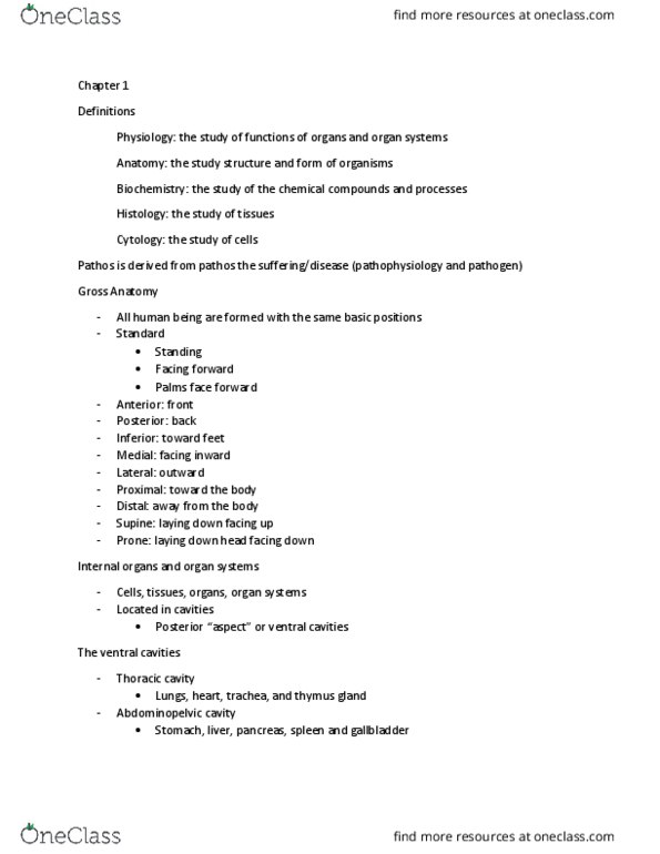 BIO 211 Lecture Notes - Lecture 1: Pathos, Histology, Cranial Cavity thumbnail