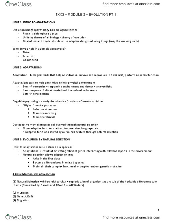 PSYCH 1XX3 Lecture Notes - Lecture 2: Zombie, Assistive Technology, Daphne Major thumbnail