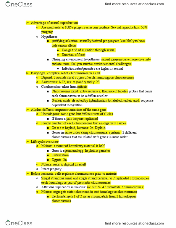 BIOL2000 Lecture Notes - Lecture 10: Ploidy, Sister Chromatids, Chromosome Segregation thumbnail