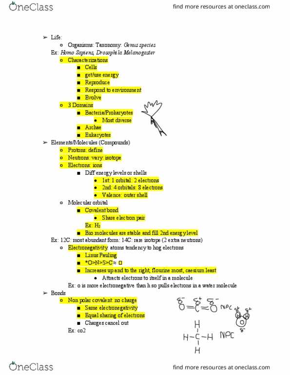 BIOL2000 Lecture Notes - Lecture 1: Drosophila Melanogaster, Linus Pauling, Covalent Bond thumbnail