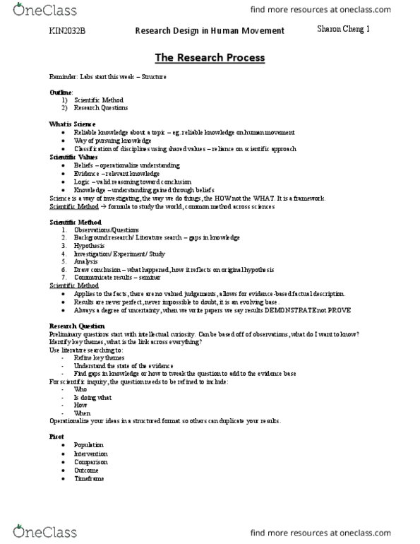 Kinesiology 2032A/B Lecture Notes - Lecture 3: Secondary Source thumbnail