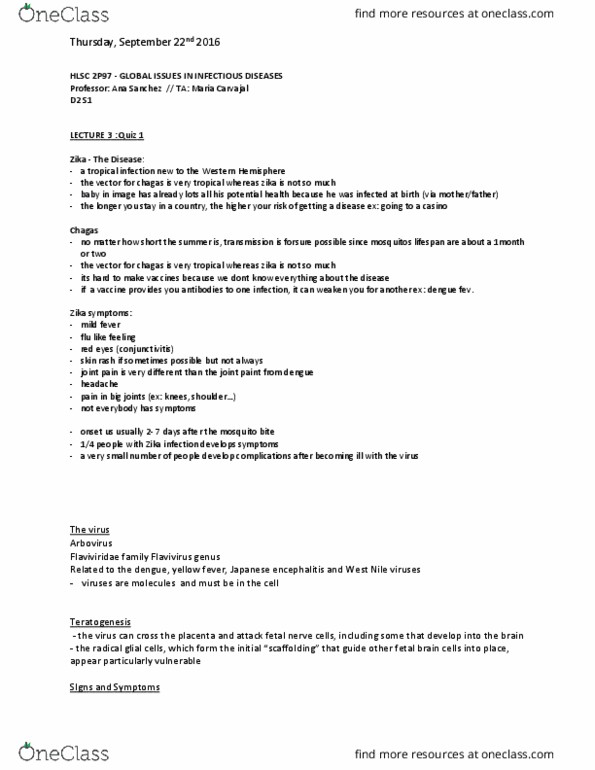 BIOL 2P98 Lecture Notes - Lecture 3: Tryptophan, Chikungunya, Jaundice thumbnail