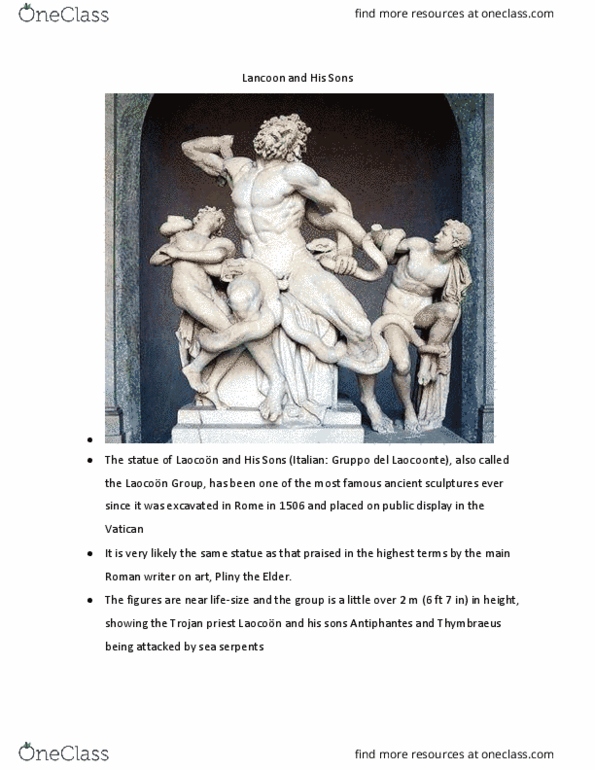 ARHI 1101 Lecture Notes - Lecture 3: Belvedere Torso, Trojan War, Epic Cycle thumbnail