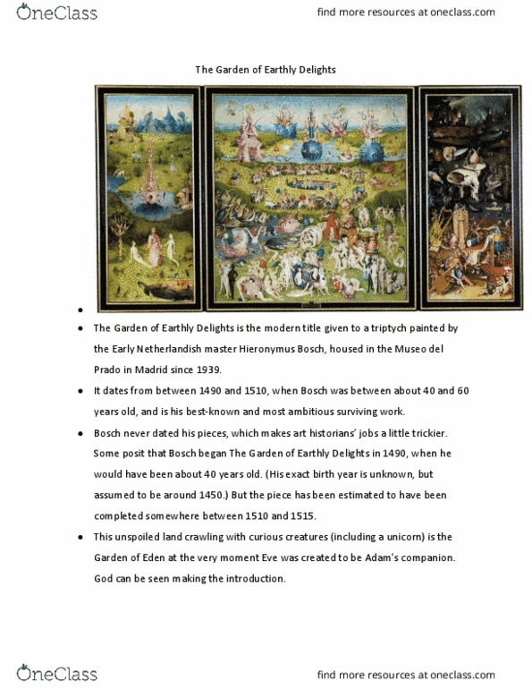 ARHI 1101 Lecture Notes - Lecture 1: Burgundian Netherlands, Museo Del Prado, Mad Scientist thumbnail