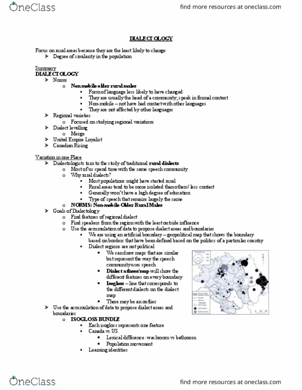 Linguistics 1028A/B Lecture Notes - Lecture 3: Dialect Continuum, North American English, Dialectology thumbnail