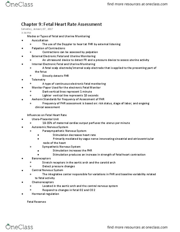 NURS 3330 Chapter Notes - Chapter 9: Bradycardia, Gestation, Preterm Birth thumbnail