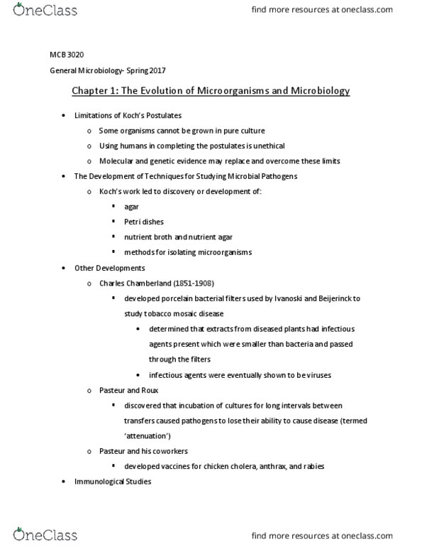 MCB 3020 Lecture Notes - Lecture 4: Nitrogen Fixation, Louis Pasteur, Sergei Winogradsky thumbnail