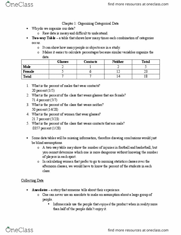 MATH 1150 Lecture 2: Chapter 1: Organizing Categorical Data thumbnail