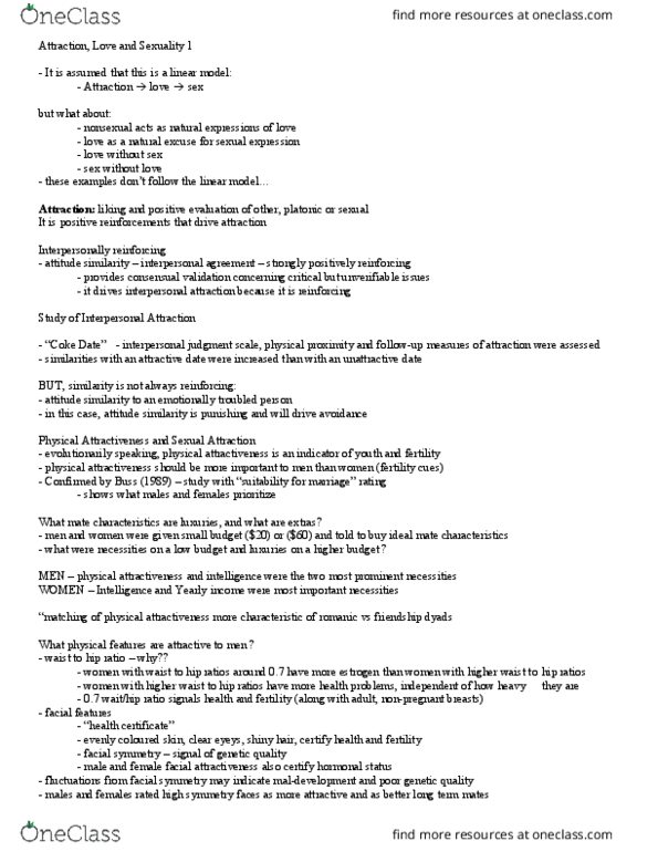 Psychology 2075 Lecture Notes - Lecture 20: Facial Symmetry, Interpersonal Attraction, Physical Attractiveness thumbnail