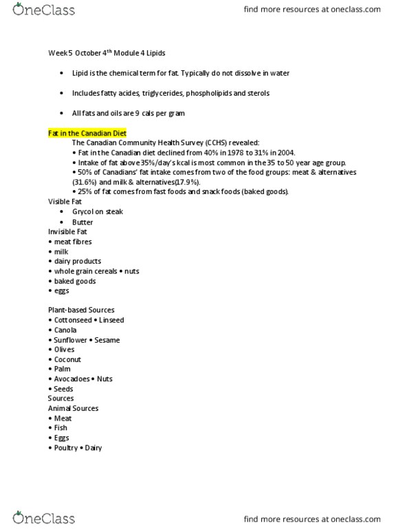 FNN 100 Lecture Notes - Lecture 5: Choline, Nutrient, Emulsion thumbnail