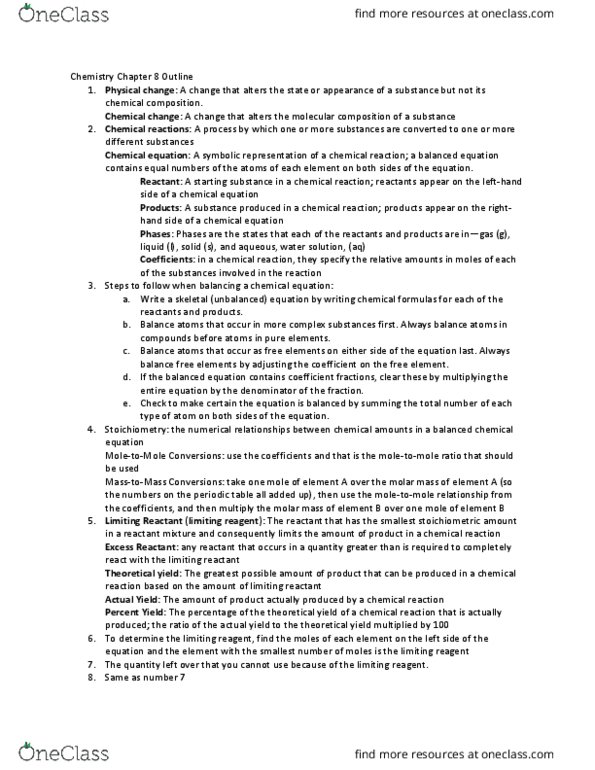 CH 101 Lecture Notes - Lecture 45: Limiting Reagent, Chemical Equation, Reagent thumbnail