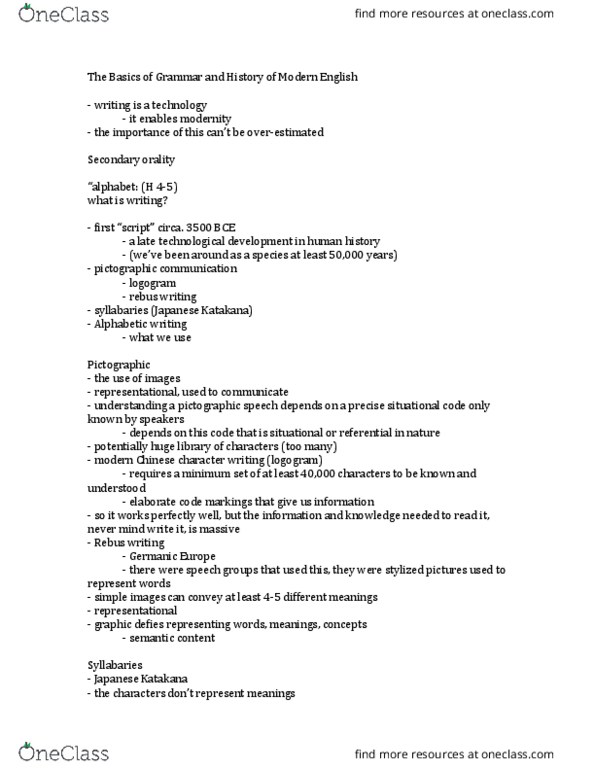 Writing 2210F/G Lecture Notes - Lecture 2: Standard Written English, Proto-Germanic Language, Vowel Length thumbnail