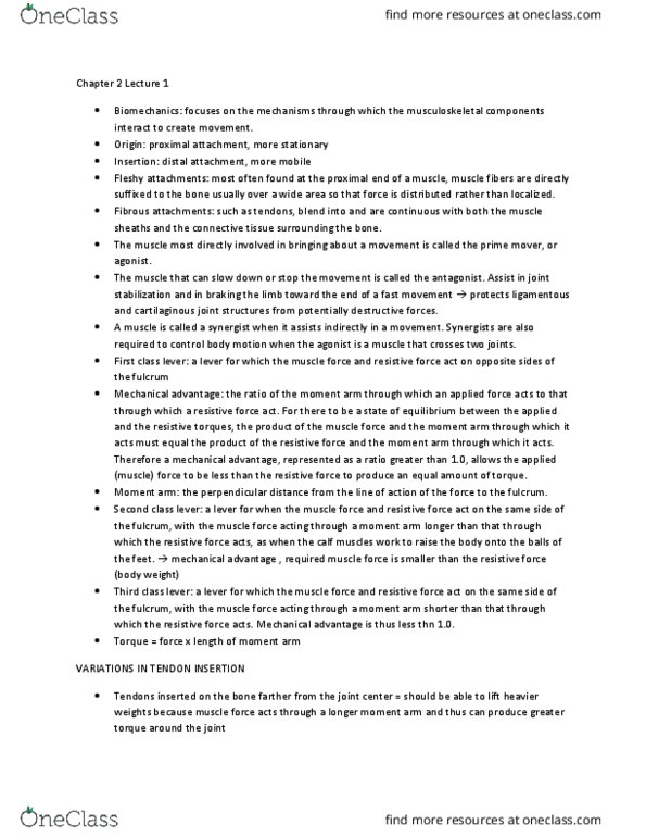 EXCI 352 Lecture Notes - Lecture 1: Angular Displacement, Standard Anatomical Position, Cartilaginous Joint thumbnail