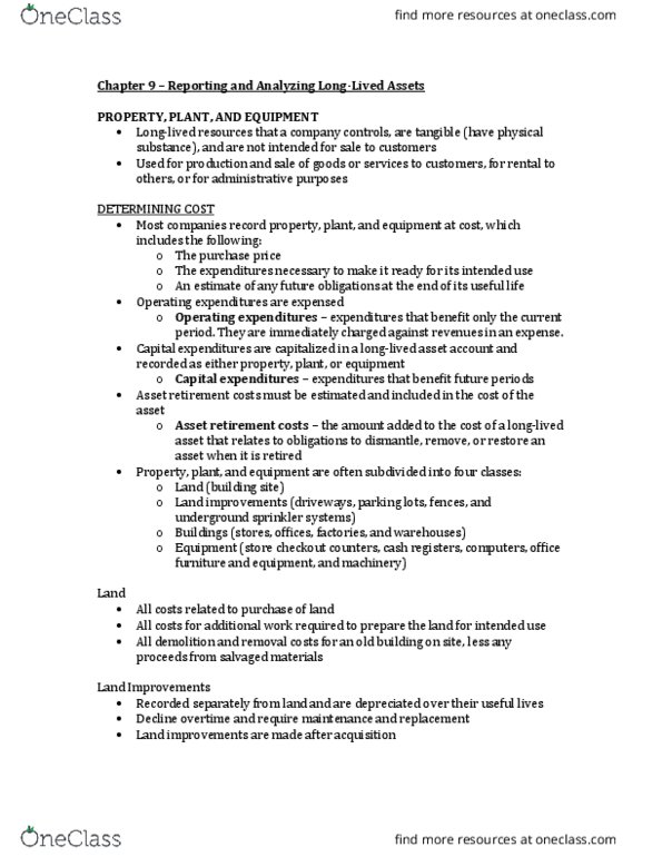 ADMN 2021H Chapter Notes - Chapter 9: Profit Margin, Income Statement, Intangible Asset thumbnail