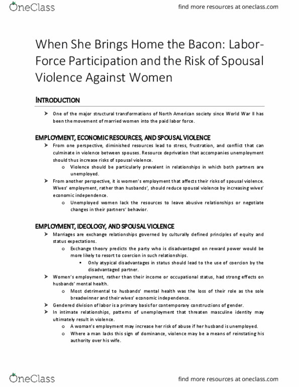 SOCI 2520 Chapter Notes - Chapter 11: Abusive Power And Control, Conflict Tactics Scale, Intimate Partner Violence thumbnail