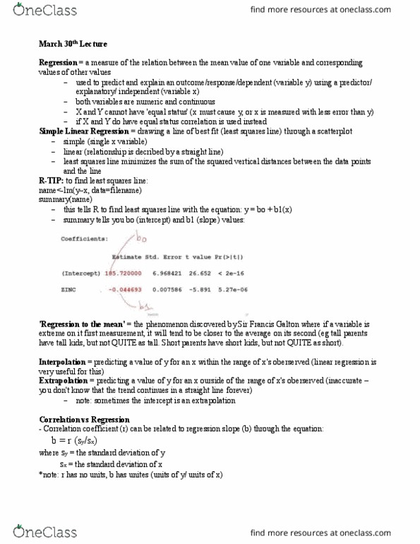 STAT 2040 Lecture Notes - Lecture 1: Analysis Of Variance, Standard Deviation, Dependent And Independent Variables thumbnail