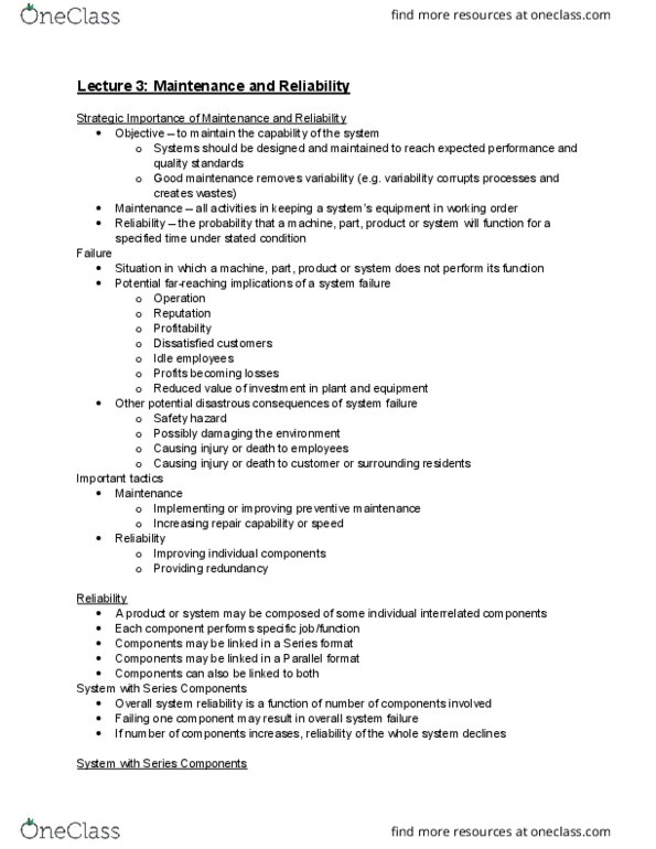 GMS 401 Lecture Notes - Lecture 3: Failure Rate, Backup Software, Ibm System R thumbnail