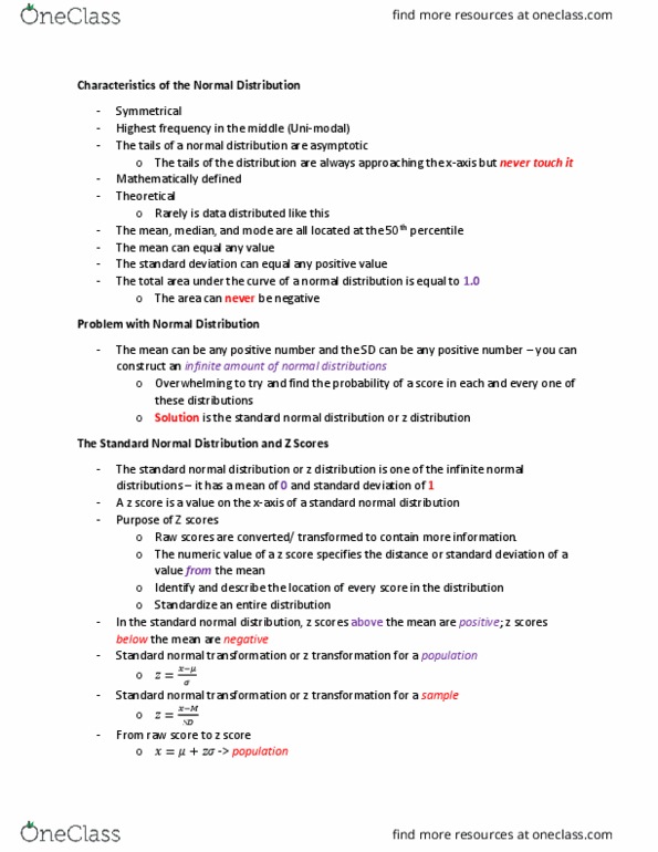 PSYC209 Lecture Notes - Lecture 6: Statistical Inference, Standard Deviation, Unimodality thumbnail