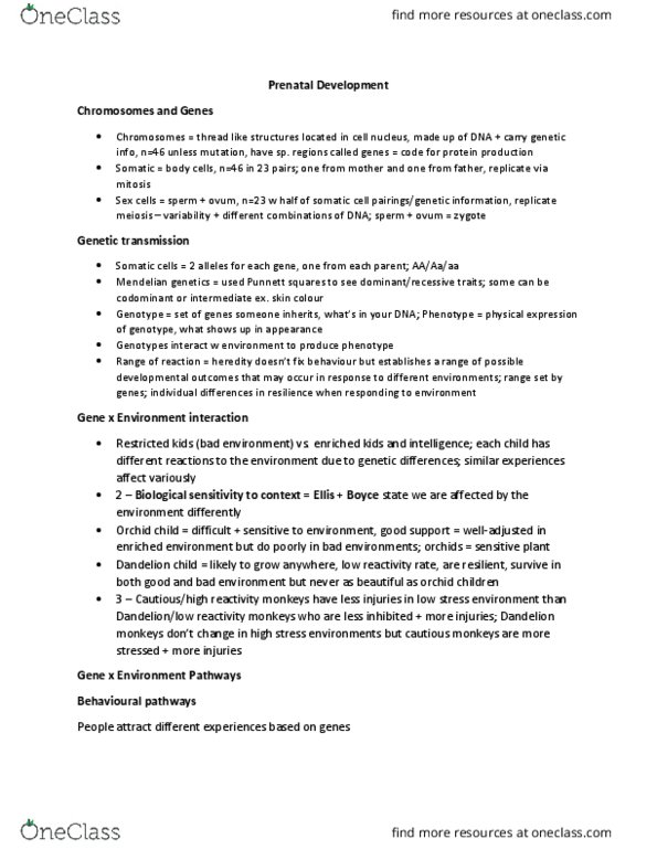 PSY210H5 Lecture Notes - Lecture 1: Cardiology, Fetus, Advanced Maternal Age thumbnail