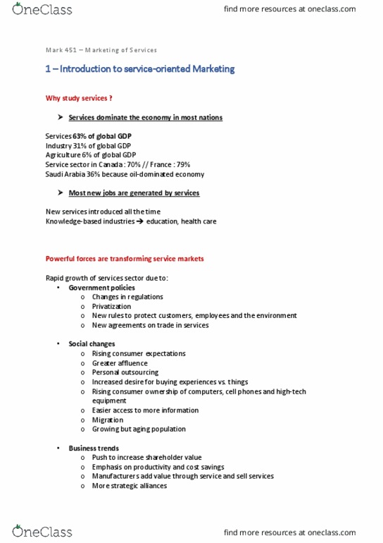 MARK 451 Chapter Notes - Chapter 1: Pricing Strategies, Servicescape, Consumer Behaviour thumbnail