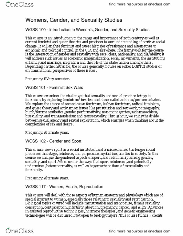 Studies of Women, Gender, and Sexuality 1127 Lecture Notes - Lecture 1: Social Stratification, Tennessee Williams, Desert Fathers thumbnail