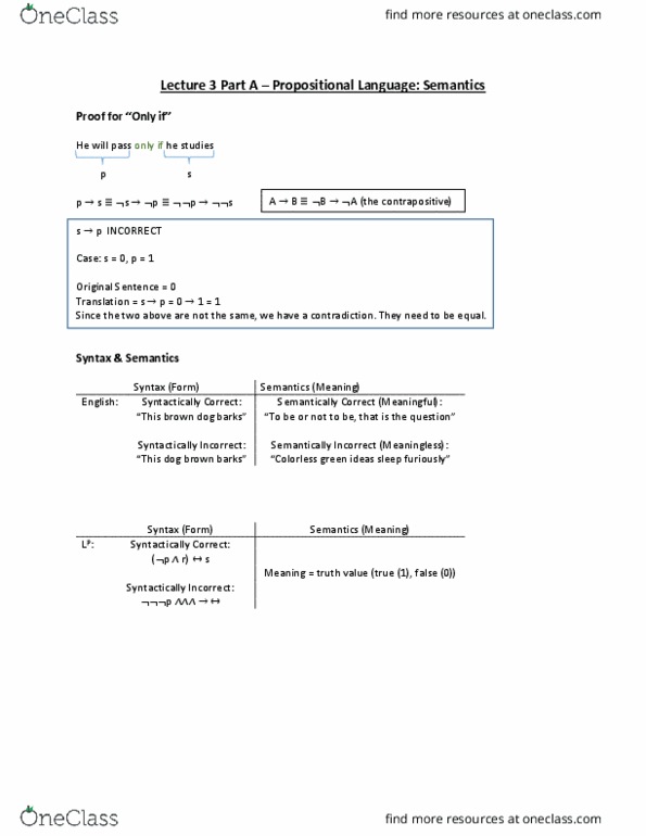 Computer Science 2209A/B Lecture Notes - Lecture 3: Colorless Green Ideas Sleep Furiously thumbnail