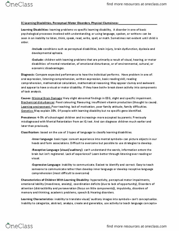 KINESIOL 3B03 Lecture Notes - Lecture 3: Visual Agnosia, Methylphenidate, Attention Seeking thumbnail