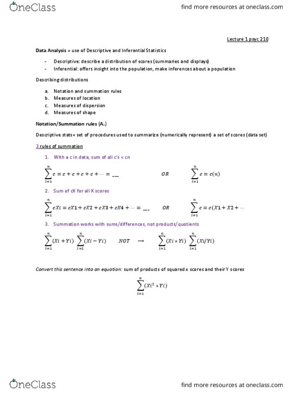 PSYC 210 Lecture Notes - Lecture 1: Squared Deviations From The Mean, Standard Deviation thumbnail