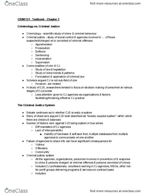 CRIM 131 Chapter Notes - Chapter 2: Penology, Mass Surveillance, Parliamentary Budget Officer thumbnail