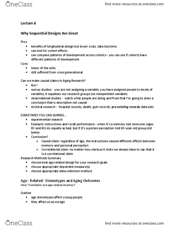 PSYCH 3AG3 Lecture Notes - Lecture 6: Stereotype Threat, Social Perception, Ageism thumbnail