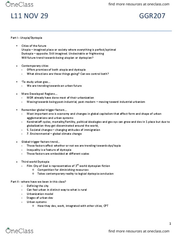 GGR207H5 Lecture Notes - Lecture 11: Commuter Town, Rust Belt, Overurbanization thumbnail