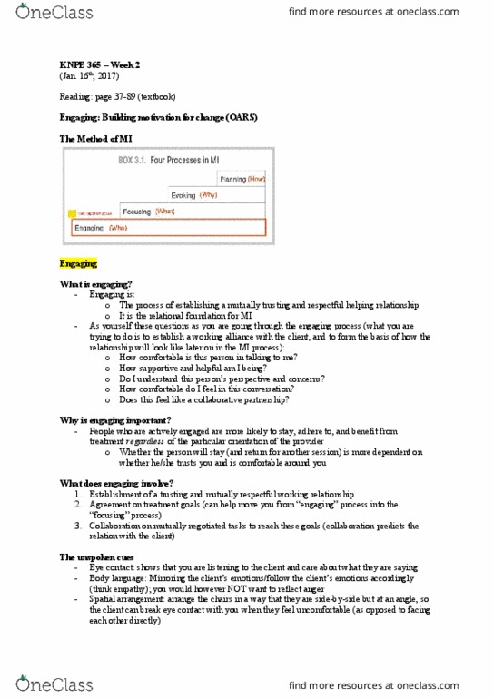 KNPE 365 Lecture Notes - Lecture 2: Eye Contact, Body Language thumbnail