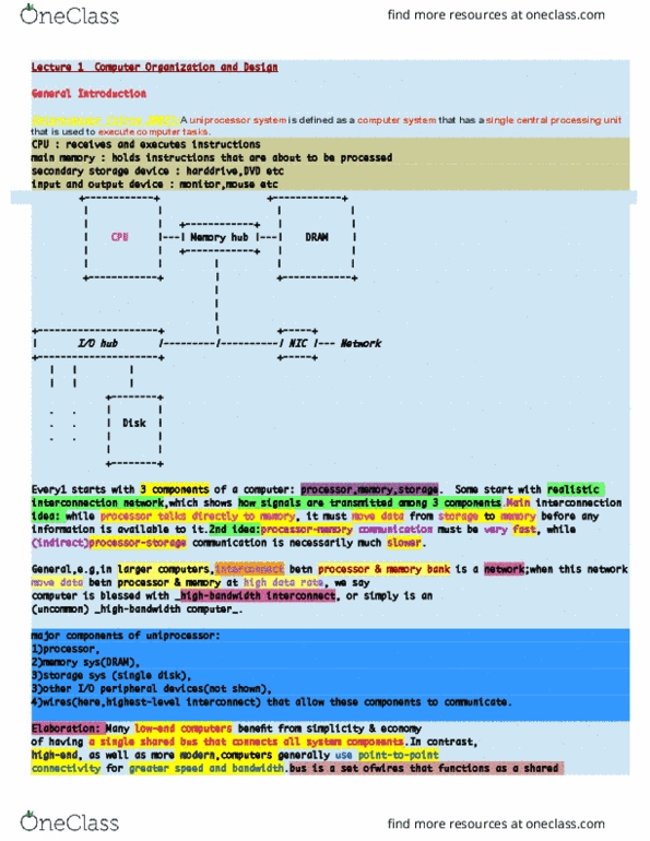 COMP 228 Lecture Notes - Lecture 1: Working Set, Complex Instruction Set Computing, Datapath thumbnail