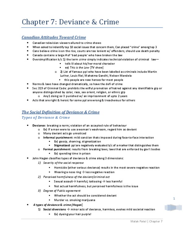 SOCA02H3 Chapter Notes -Sexual Assault, Reconsideration Of A Motion, Social Control thumbnail