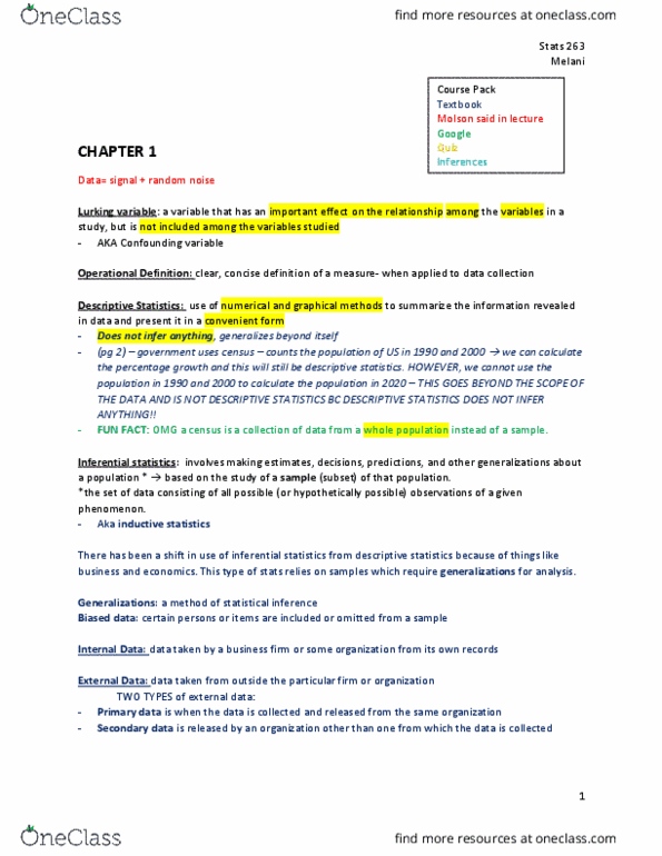 STAT 263 Lecture Notes - Lecture 1: Box Plot, Confirmation Bias, Interquartile Range thumbnail