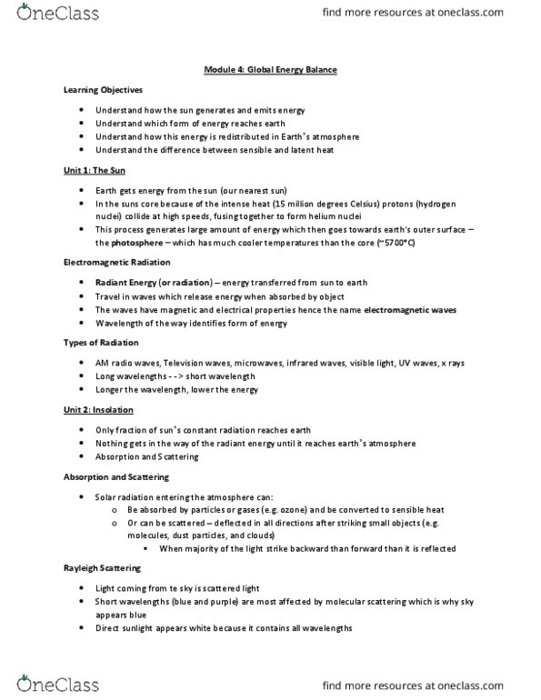 ENVIRSC 1C03 Lecture Notes - Lecture 4: Natural Convection, Shortwave Radiation, Rayleigh Scattering thumbnail