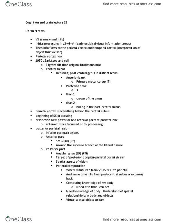 PSYC 311 Lecture Notes - Lecture 23: Inferior Parietal Lobule, Agraphia, Corpus Callosum thumbnail