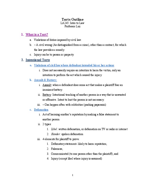 SMG LA 245 Lecture Notes - Lecture 3: Punitive Damages, Guideposts, Res Ipsa Loquitur thumbnail