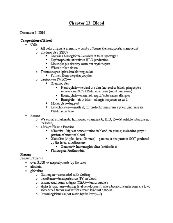 MEDT200 Lecture Notes - Lecture 12: Aplastic Anemia, Fibrin, Lymphoblast thumbnail