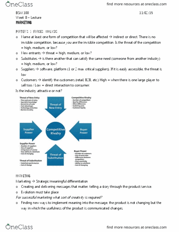 BSM 100 Lecture Notes - Lecture 8: Retail, Marketing Plan, Marketing Mix thumbnail