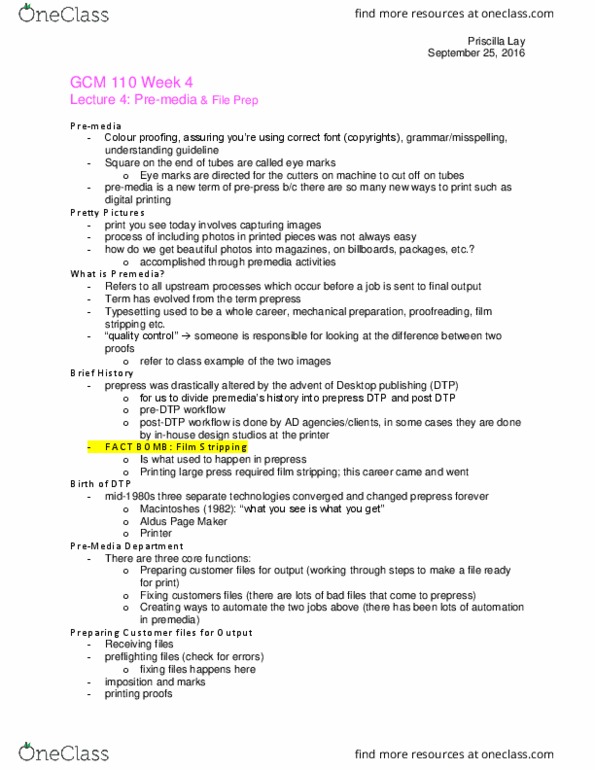 GCM 110 Lecture Notes - Lecture 4: Lead Time, Microsoft Word, Word Processor thumbnail