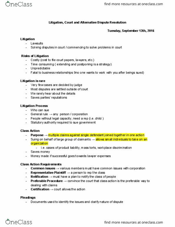 LAW 122 Lecture Notes - Lecture 2: Specific Performance, Rescission, Neutral Party thumbnail