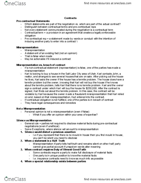 LAW 122 Lecture Notes - Lecture 9: Parol Evidence Rule, Golden Rule, Risk Management thumbnail