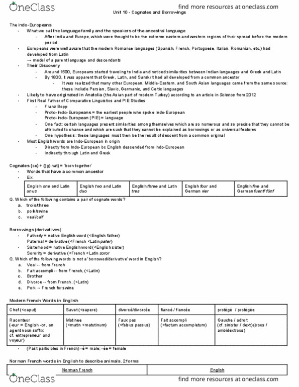 CLA 30 Lecture 29: Unit 10 - Cognates and Borrowings thumbnail